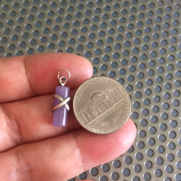 🖤Vtg Lavender jade sterling silver pendant - Picture 5 of 5